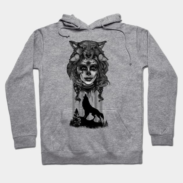 Indian Wolf-girl Hoodie by Lycane